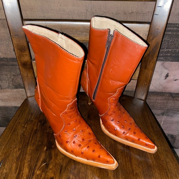 Jar boots hand made burnt orange red color - Picture 3 of 9